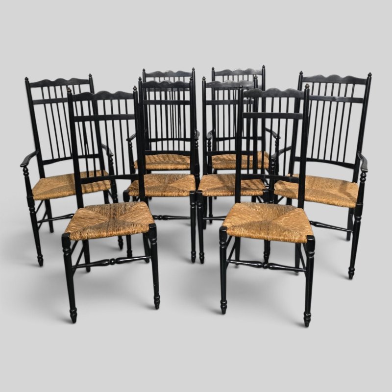 Set of Eight Arts and Crafts Dining Chairs