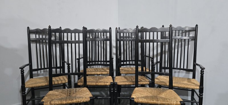 Set of Eight Arts and Crafts Dining Chairs - Image 2