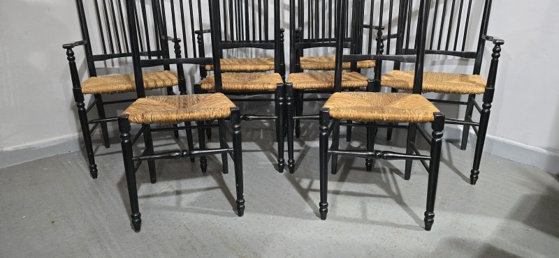 Set of Eight Arts and Crafts Dining Chairs - Image 4