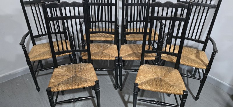 Set of Eight Arts and Crafts Dining Chairs - Image 5
