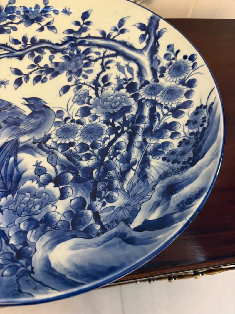 Antique Pair of Large Chinese Blue and White Porcelain Chargers with Qianlong Marks - Image 18