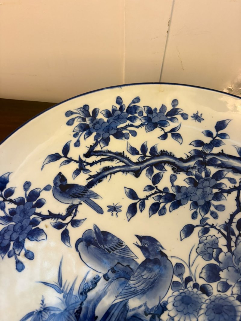 Antique Pair of Large Chinese Blue and White Porcelain Chargers with Qianlong Marks - Image 15