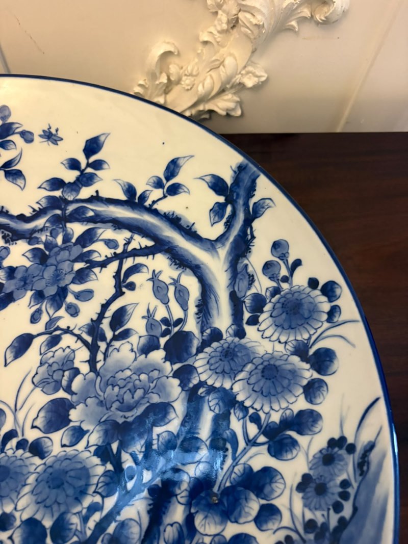 Antique Pair of Large Chinese Blue and White Porcelain Chargers with Qianlong Marks - Image 17