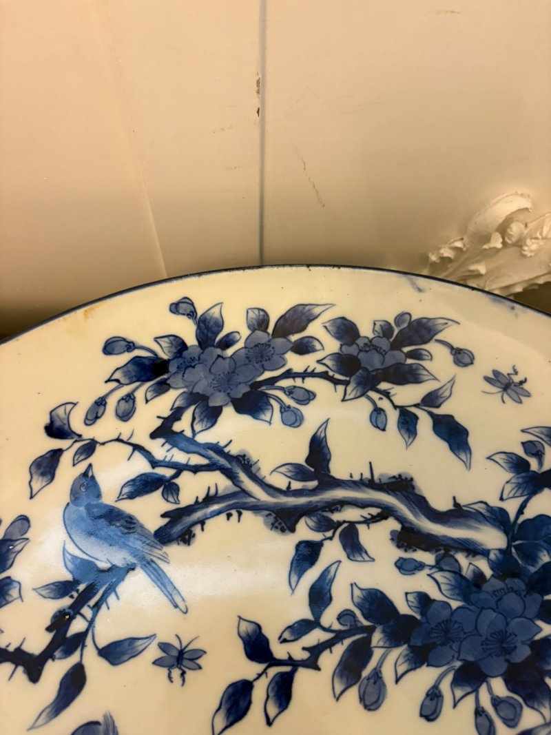 Antique Pair of Large Chinese Blue and White Porcelain Chargers with Qianlong Marks - Image 12