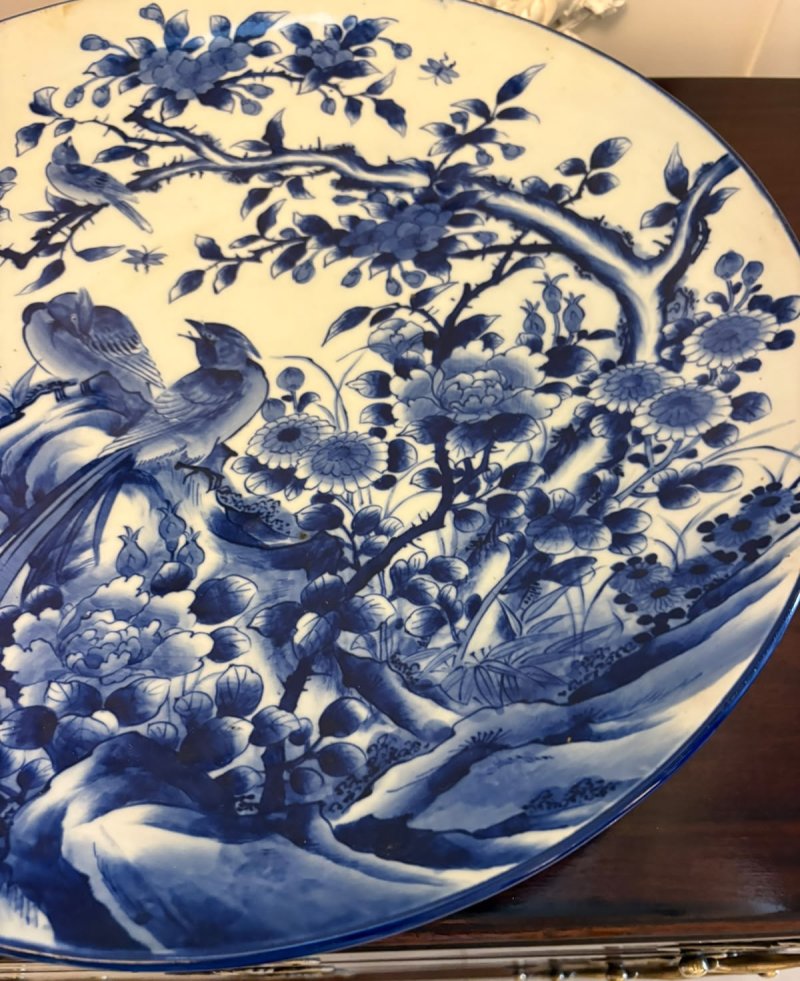 Antique Pair of Large Chinese Blue and White Porcelain Chargers with Qianlong Marks - Image 24