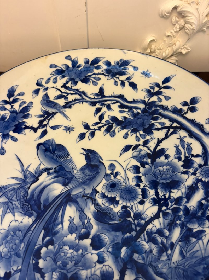 Antique Pair of Large Chinese Blue and White Porcelain Chargers with Qianlong Marks - Image 22