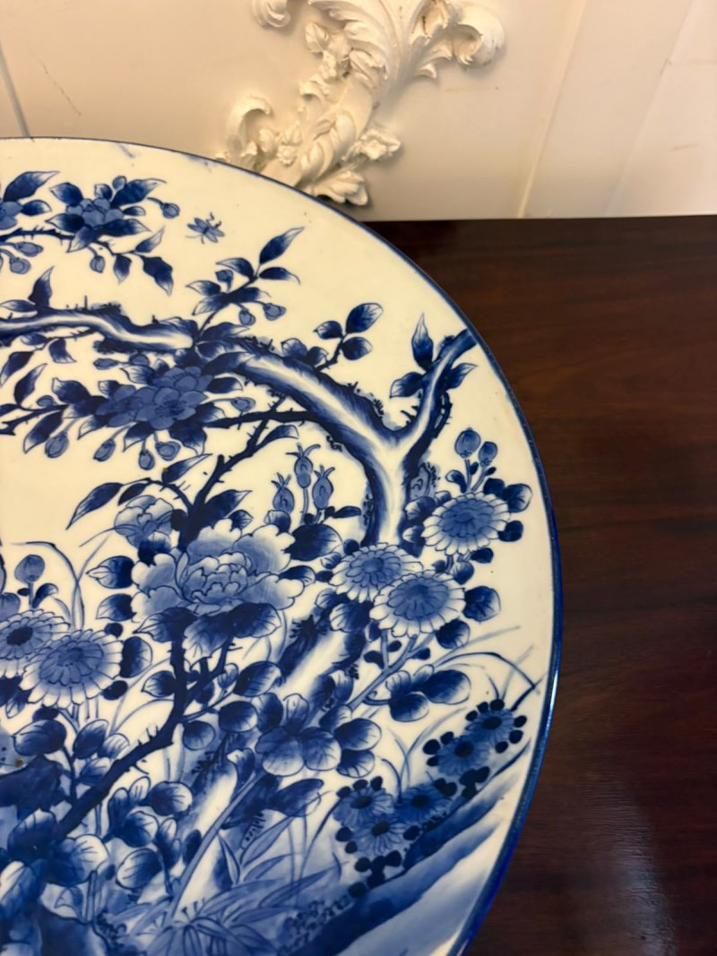 Antique Pair of Large Chinese Blue and White Porcelain Chargers with Qianlong Marks - Image 20