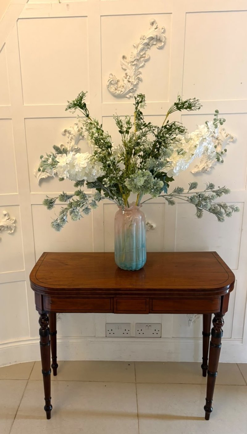 Antique Georgian Mahogany Inlaid Fold-Over Card & Console Table - Image 7