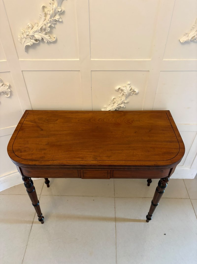 Antique Georgian Mahogany Inlaid Fold-Over Card & Console Table - Image 4