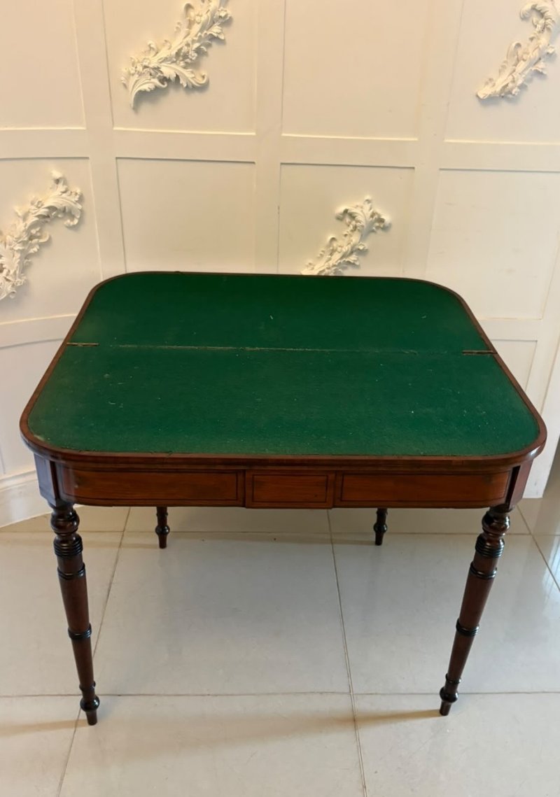 Antique Georgian Mahogany Inlaid Fold-Over Card & Console Table - Image 5