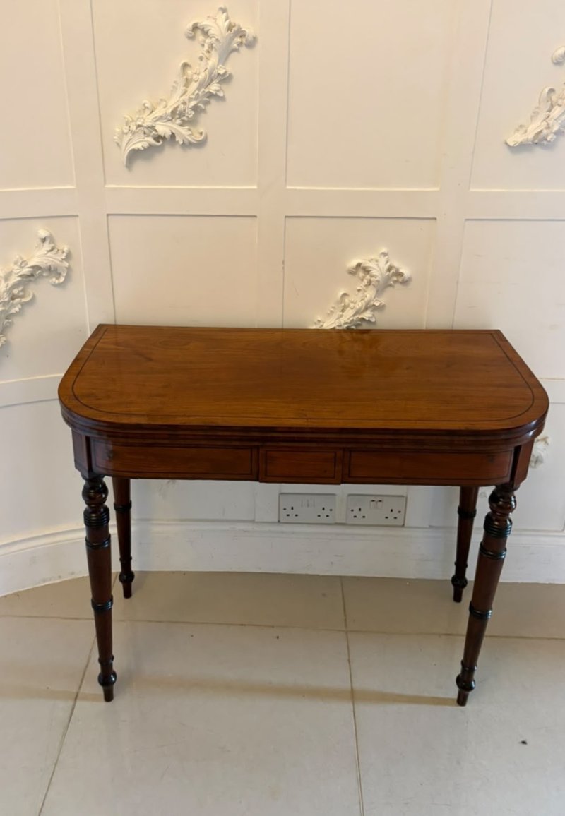 Antique Georgian Mahogany Inlaid Fold-Over Card & Console Table