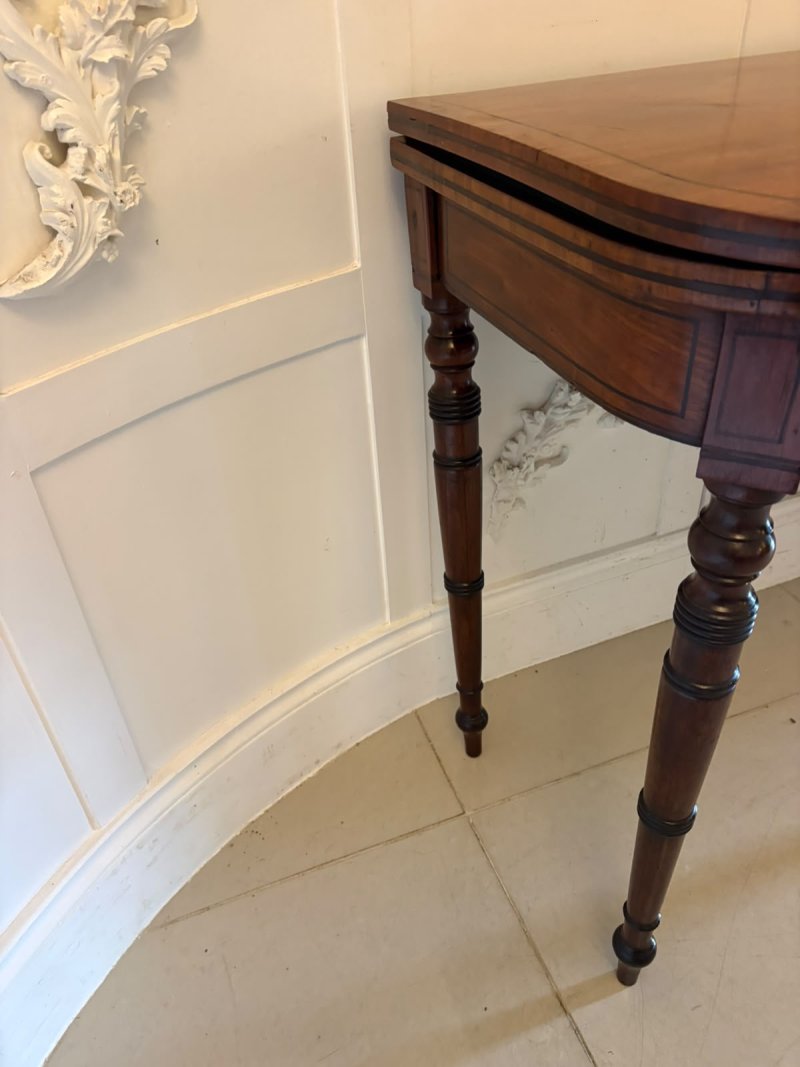 Antique Georgian Mahogany Inlaid Fold-Over Card & Console Table - Image 8