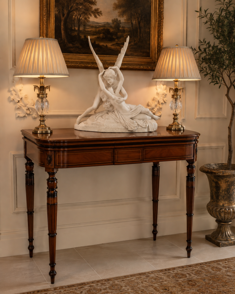 Antique Georgian Mahogany Inlaid Fold-Over Card & Console Table - Image 13