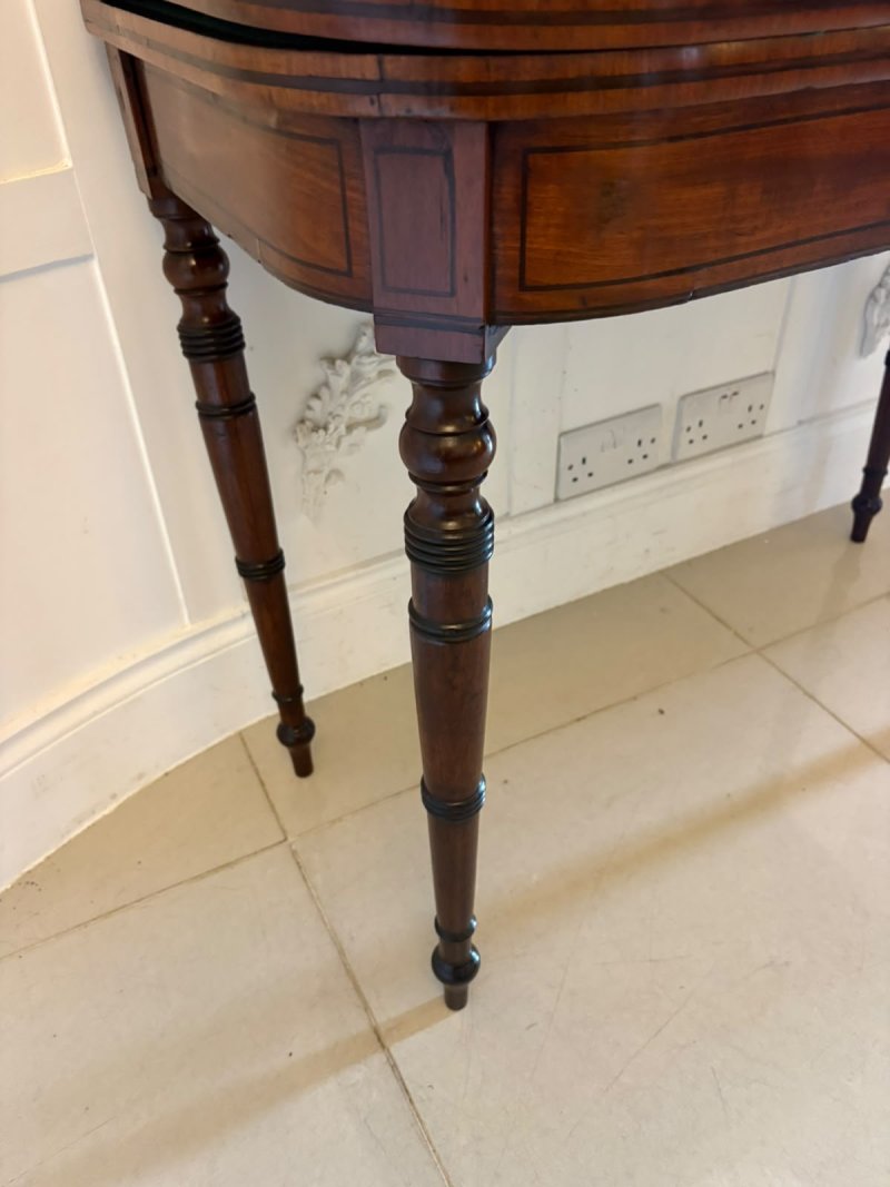 Antique Georgian Mahogany Inlaid Fold-Over Card & Console Table - Image 11
