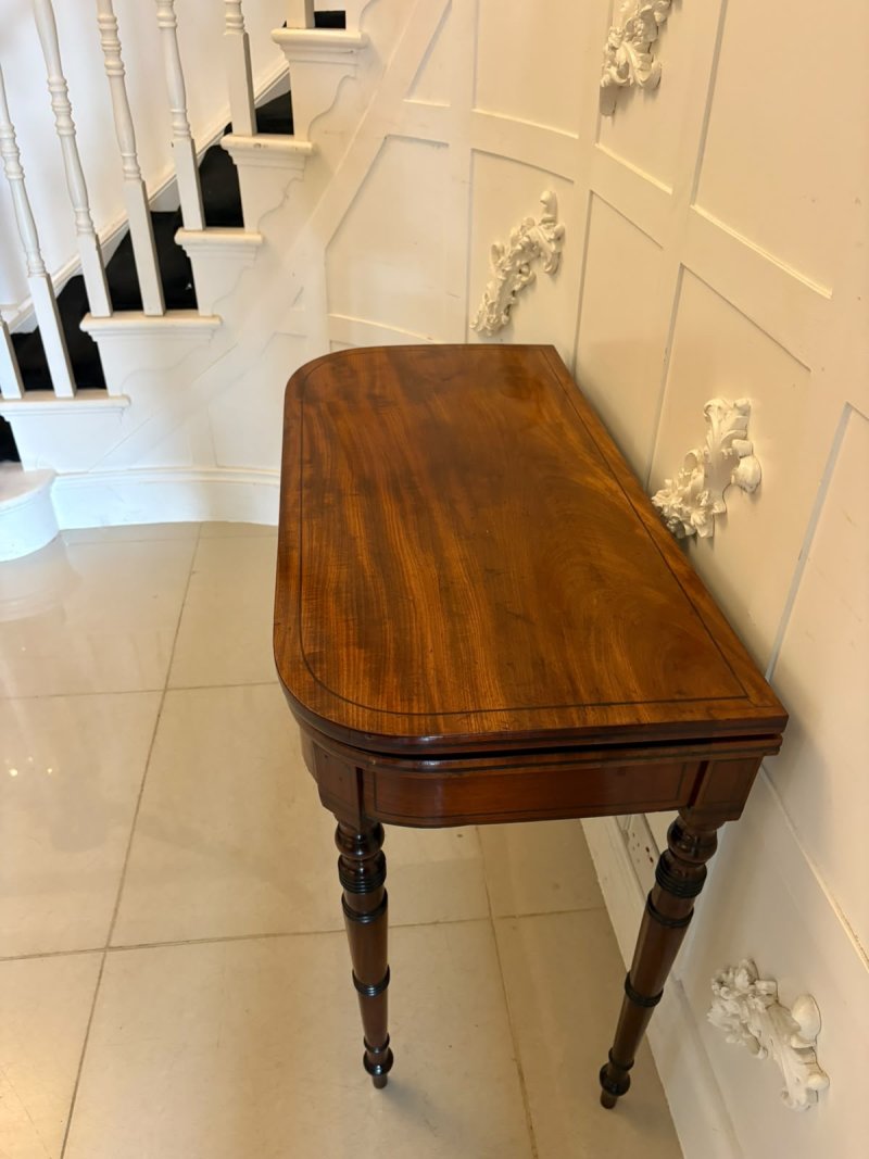 Antique Georgian Mahogany Inlaid Fold-Over Card & Console Table - Image 6