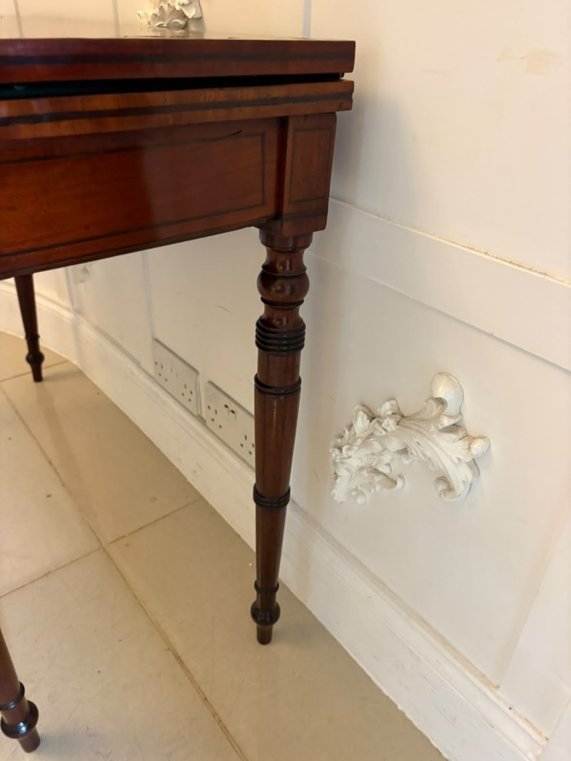 Antique Georgian Mahogany Inlaid Fold-Over Card & Console Table - Image 12