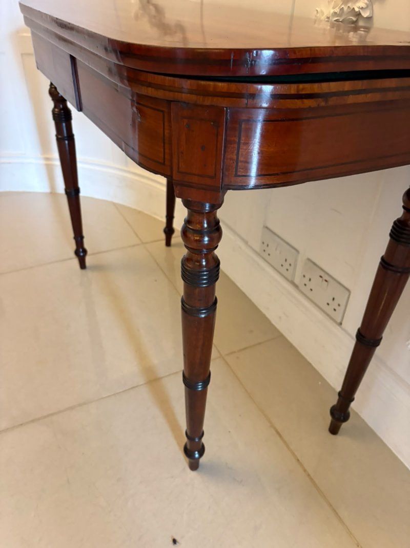 Antique Georgian Mahogany Inlaid Fold-Over Card & Console Table - Image 10