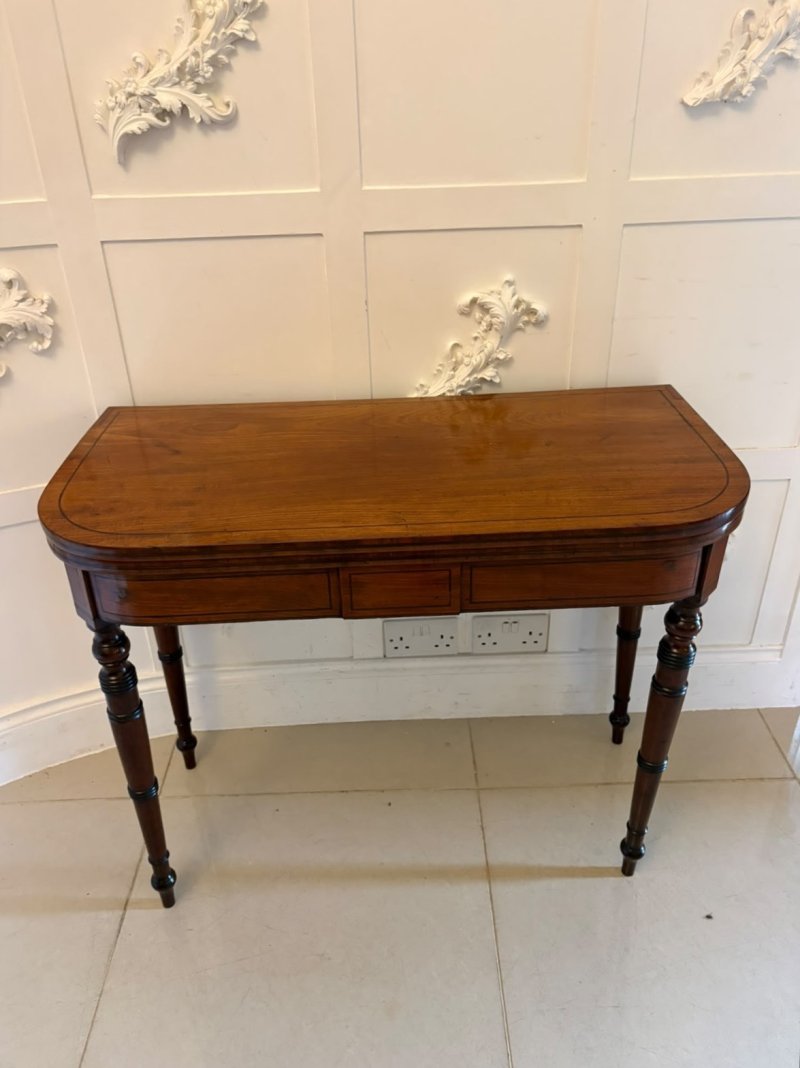 Antique Georgian Mahogany Inlaid Fold-Over Card & Console Table - Image 3