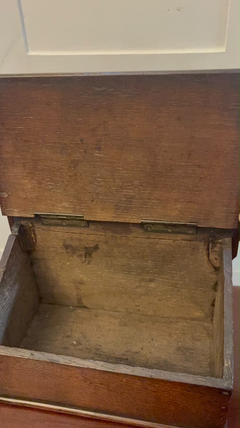 Antique Georgian Oak Wall Hanging Candle Box - Image 7