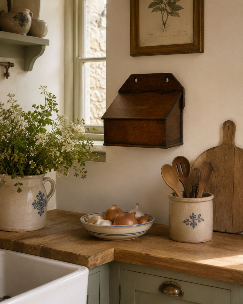 Antique Georgian Oak Wall Hanging Candle Box - Image 6