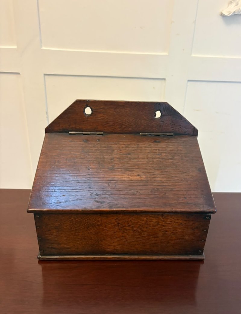 Antique Georgian Oak Wall Hanging Candle Box - Image 3