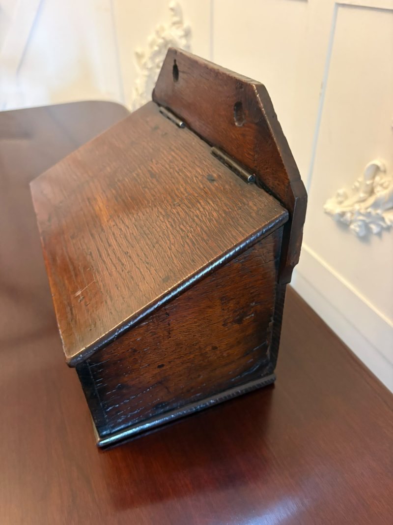 Antique Georgian Oak Wall Hanging Candle Box - Image 4
