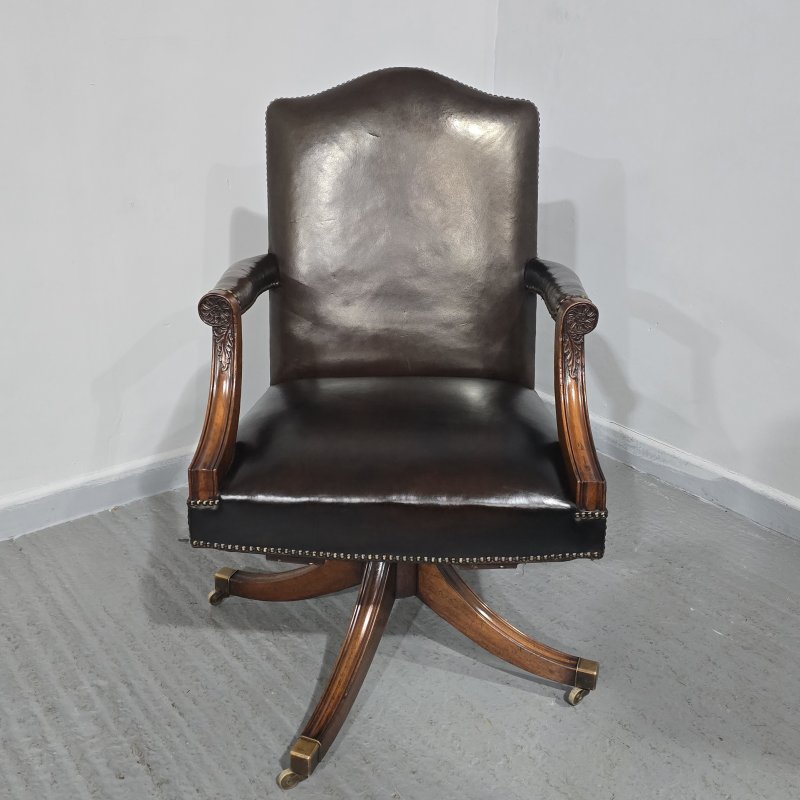 Mahogany Swivel Office Desk Chair - Image 3