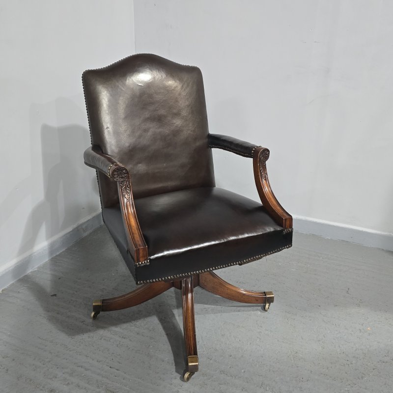 Mahogany Swivel Office Desk Chair - Image 2