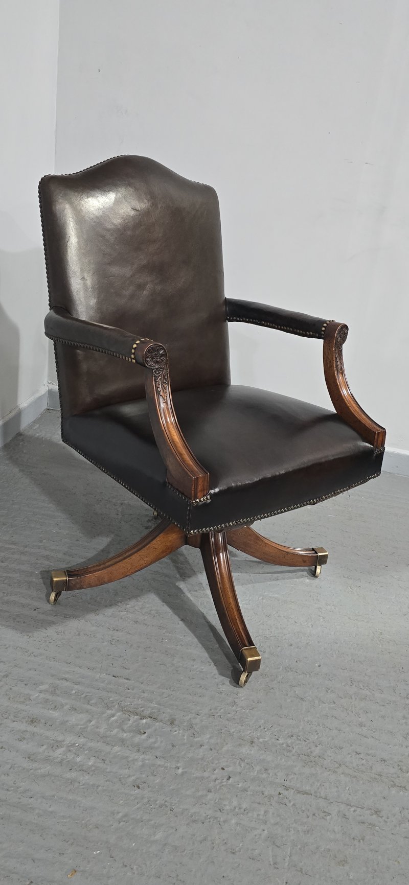 Mahogany Swivel Office Desk Chair - Image 4