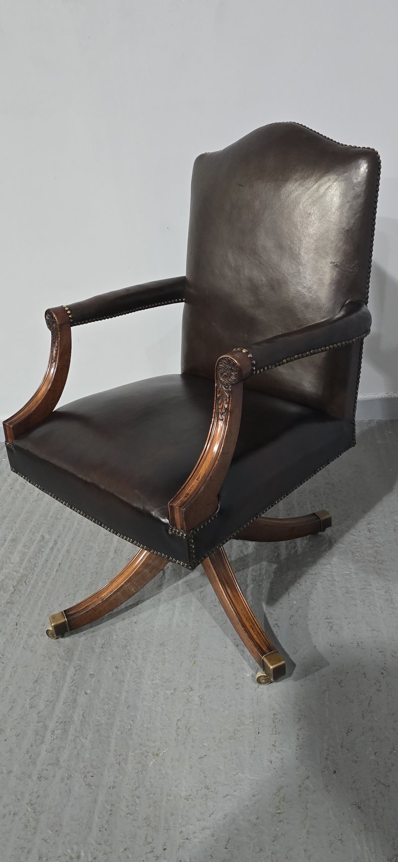 Mahogany Swivel Office Desk Chair - Image 5