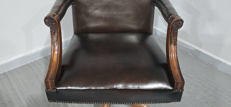 Mahogany Swivel Office Desk Chair - Image 10