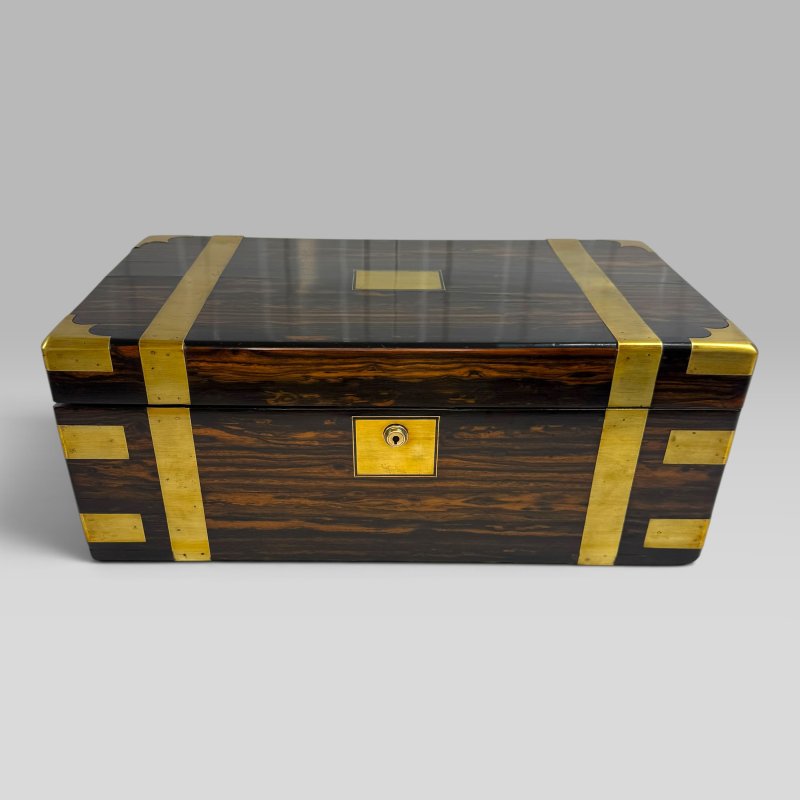Antique Early Victorian Coromandel & Brass Writing Slope Box