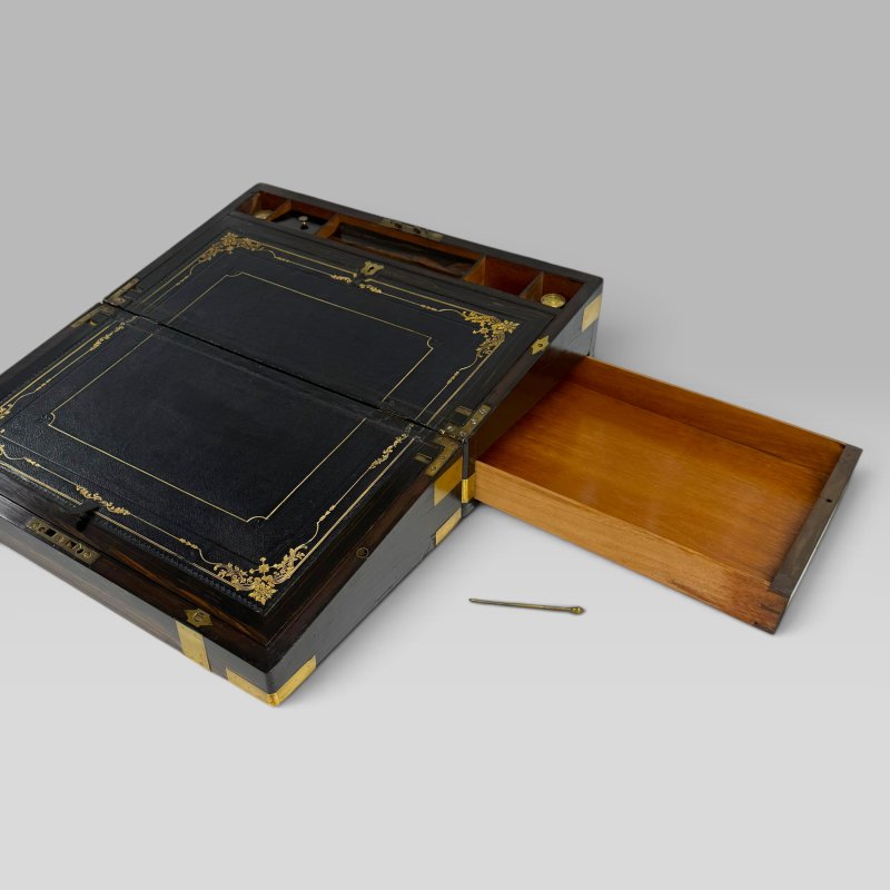 Antique Early Victorian Coromandel & Brass Writing Slope Box - Image 7
