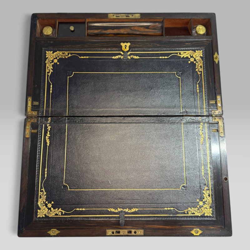 Antique Early Victorian Coromandel & Brass Writing Slope Box - Image 8