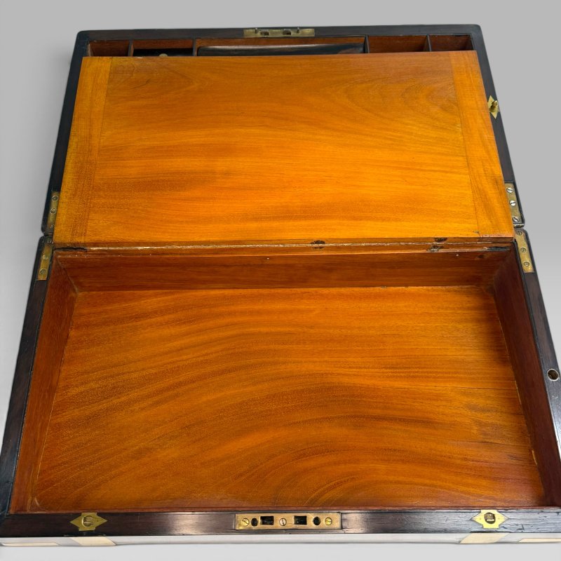 Antique Early Victorian Coromandel & Brass Writing Slope Box - Image 11