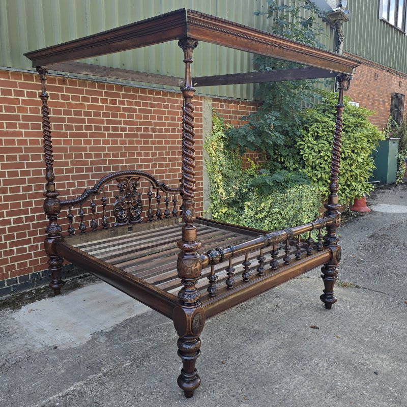 Victorian Anglo-indian Colonial Raj King Size Four Poster Bed (Circa 1880) - Image 25
