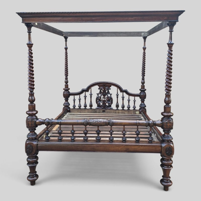 Victorian Anglo-indian Colonial Raj King Size Four Poster Bed (Circa 1880) - Image 2