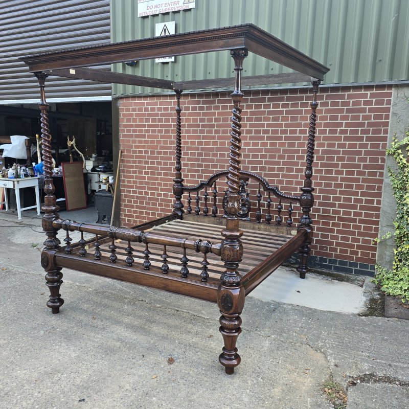 Victorian Anglo-indian Colonial Raj King Size Four Poster Bed (Circa 1880) - Image 13