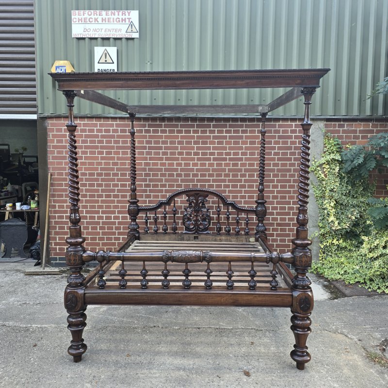 Victorian Anglo-indian Colonial Raj King Size Four Poster Bed (Circa 1880) - Image 14