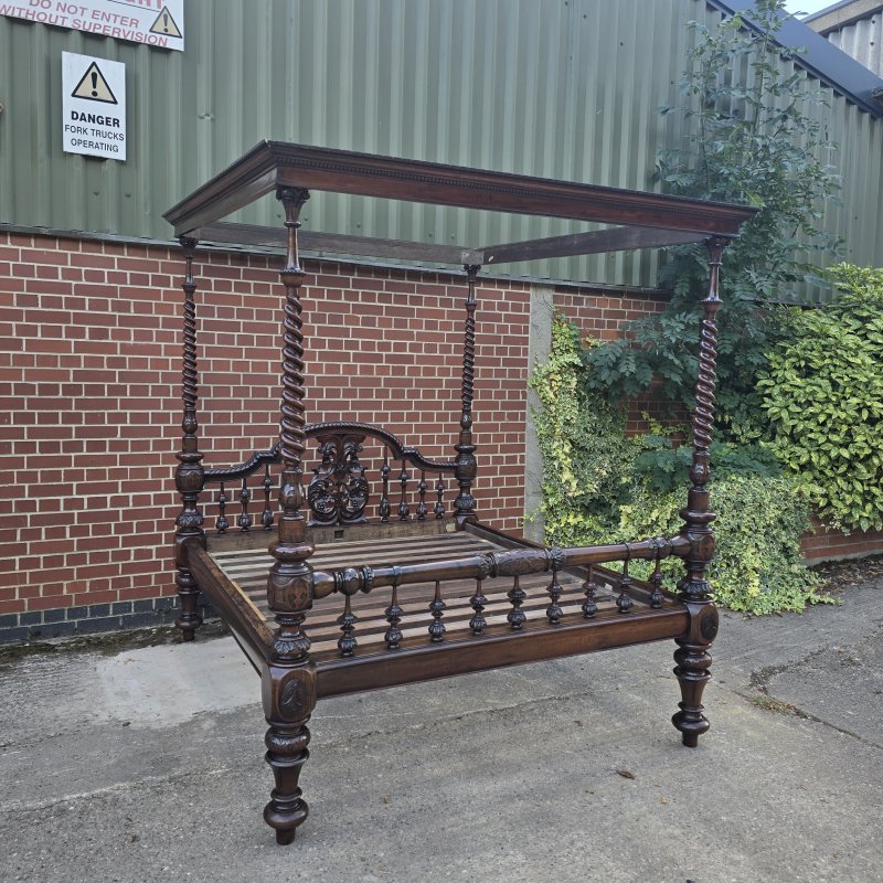 Victorian Anglo-indian Colonial Raj King Size Four Poster Bed (Circa 1880) - Image 15