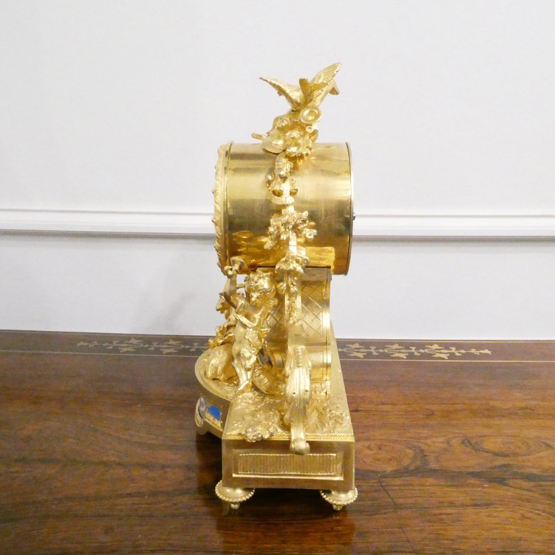 French Louis XV Style Gilt Bronze & Porcelain Mantel Clock by Henry Marc - Image 11
