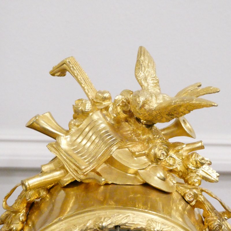 French Louis XV Style Gilt Bronze & Porcelain Mantel Clock by Henry Marc - Image 8