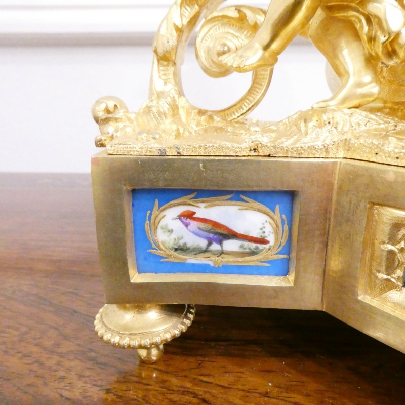 French Louis XV Style Gilt Bronze & Porcelain Mantel Clock by Henry Marc - Image 7