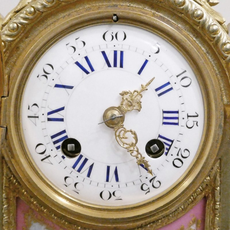 French Louis XVI Style Gilt Bronze & Porcelain Mantel Clock by Japy Freres - Image 2