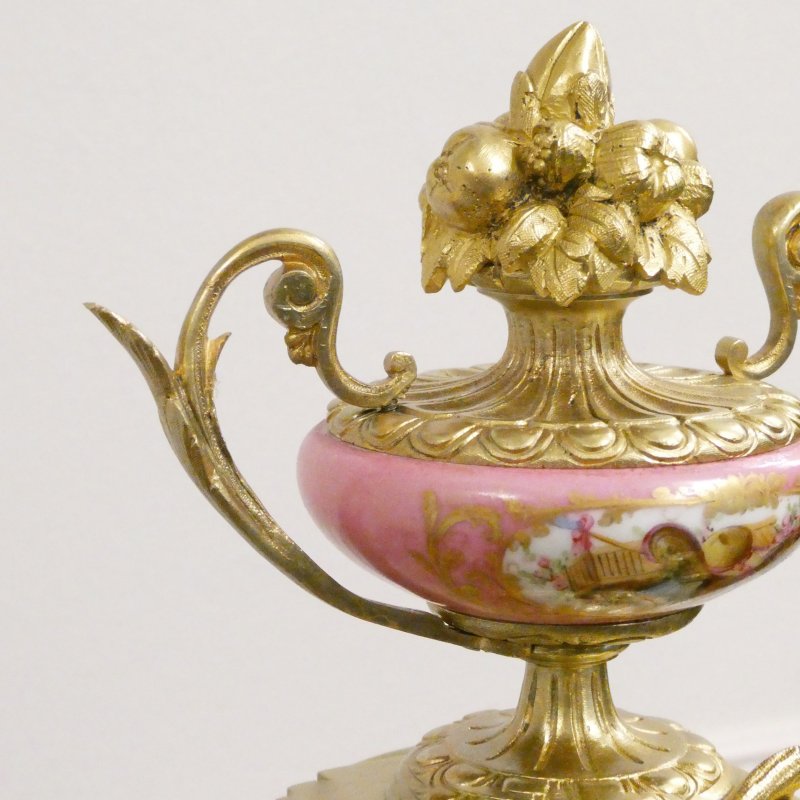 French Louis XVI Style Gilt Bronze & Porcelain Mantel Clock by Japy Freres - Image 8