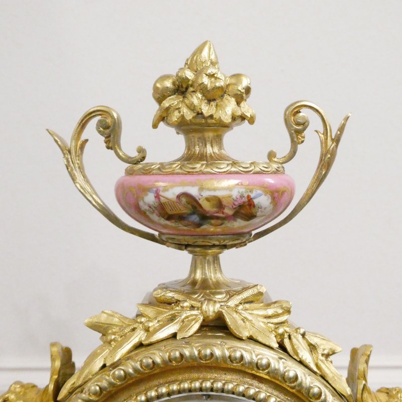 French Louis XVI Style Gilt Bronze & Porcelain Mantel Clock by Japy Freres - Image 7