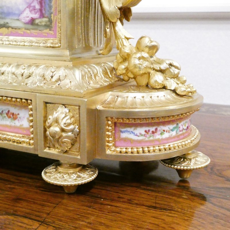 French Louis XVI Style Gilt Bronze & Porcelain Mantel Clock by Japy Freres - Image 6