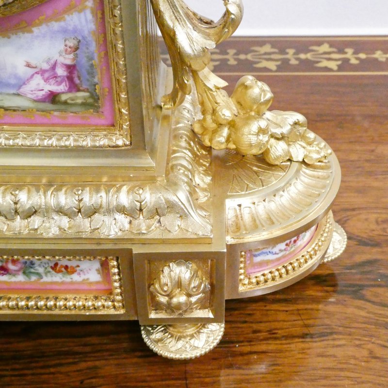 French Louis XVI Style Gilt Bronze & Porcelain Mantel Clock by Japy Freres - Image 5
