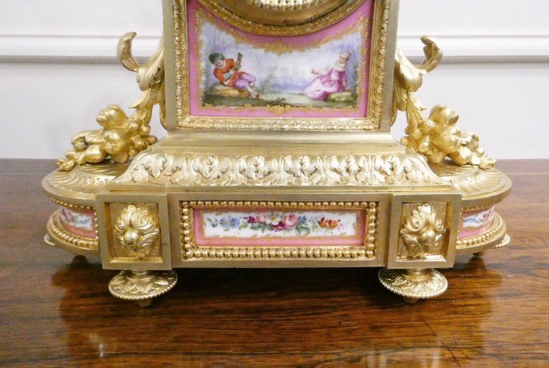 French Louis XVI Style Gilt Bronze & Porcelain Mantel Clock by Japy Freres - Image 4