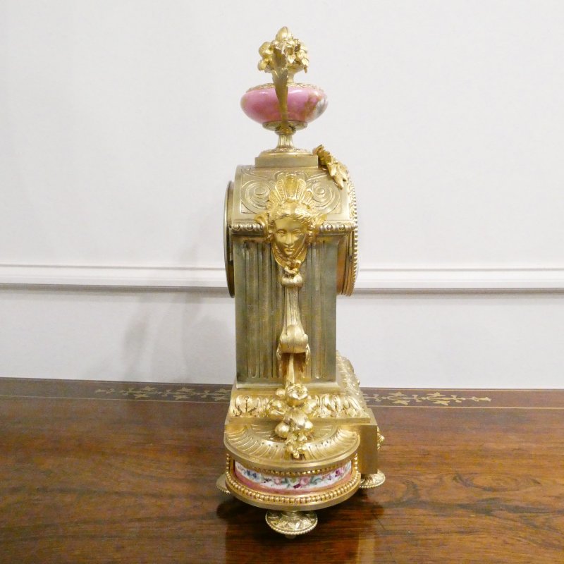 French Louis XVI Style Gilt Bronze & Porcelain Mantel Clock by Japy Freres - Image 11